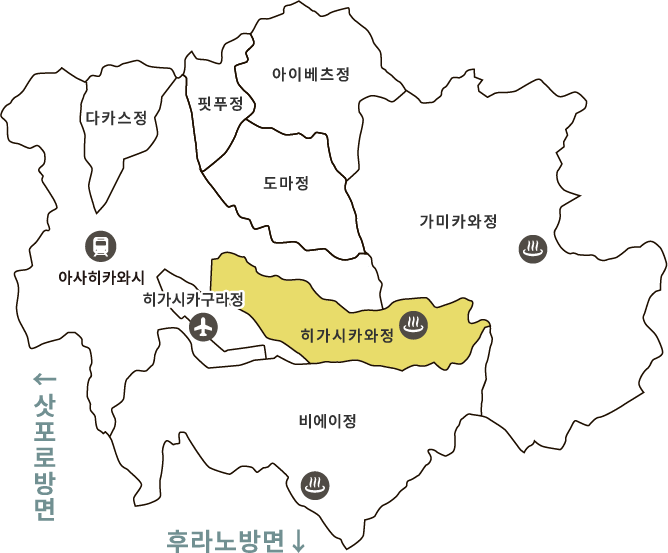 히가시카와정 map