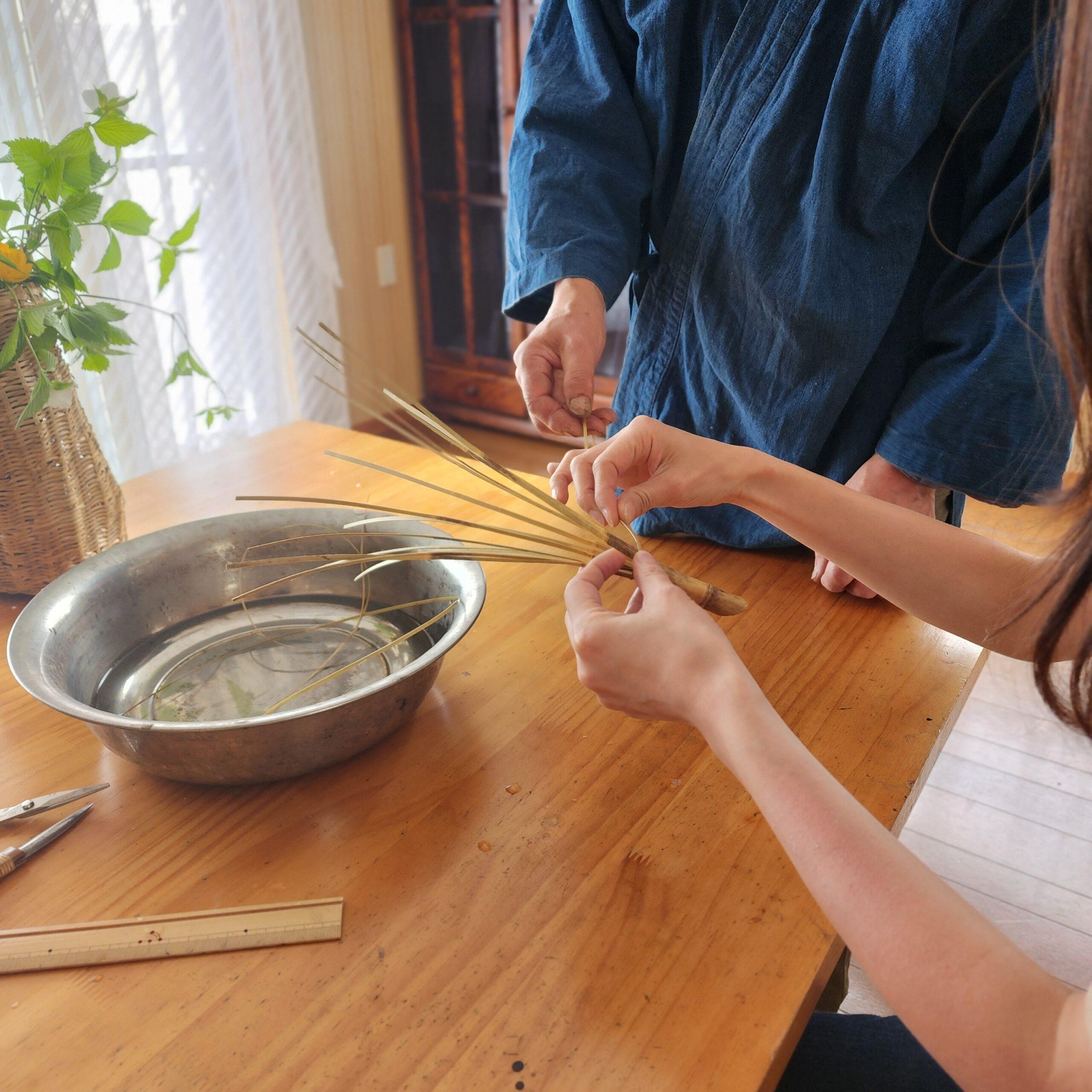 【Hifu Town, Bamboo Crafts】Making an original “basket” using Chishima bamboo