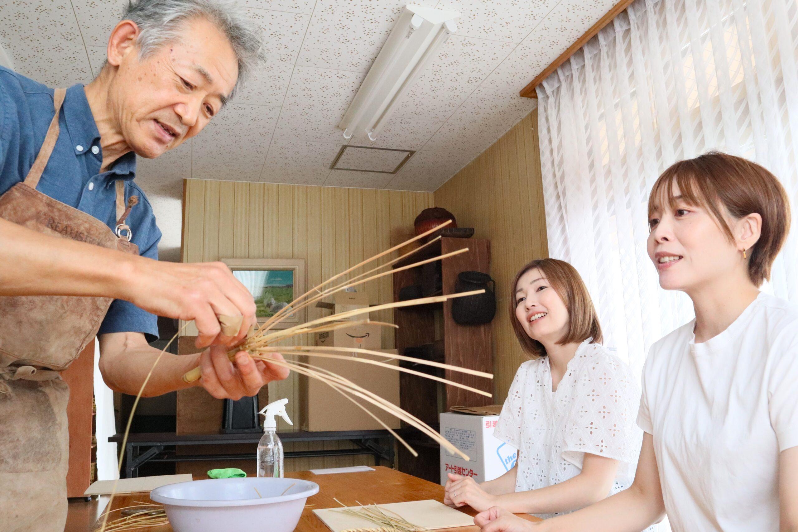 【Hifu Town, Bamboo Crafts】Making an original “basket” using Chishima bamboo