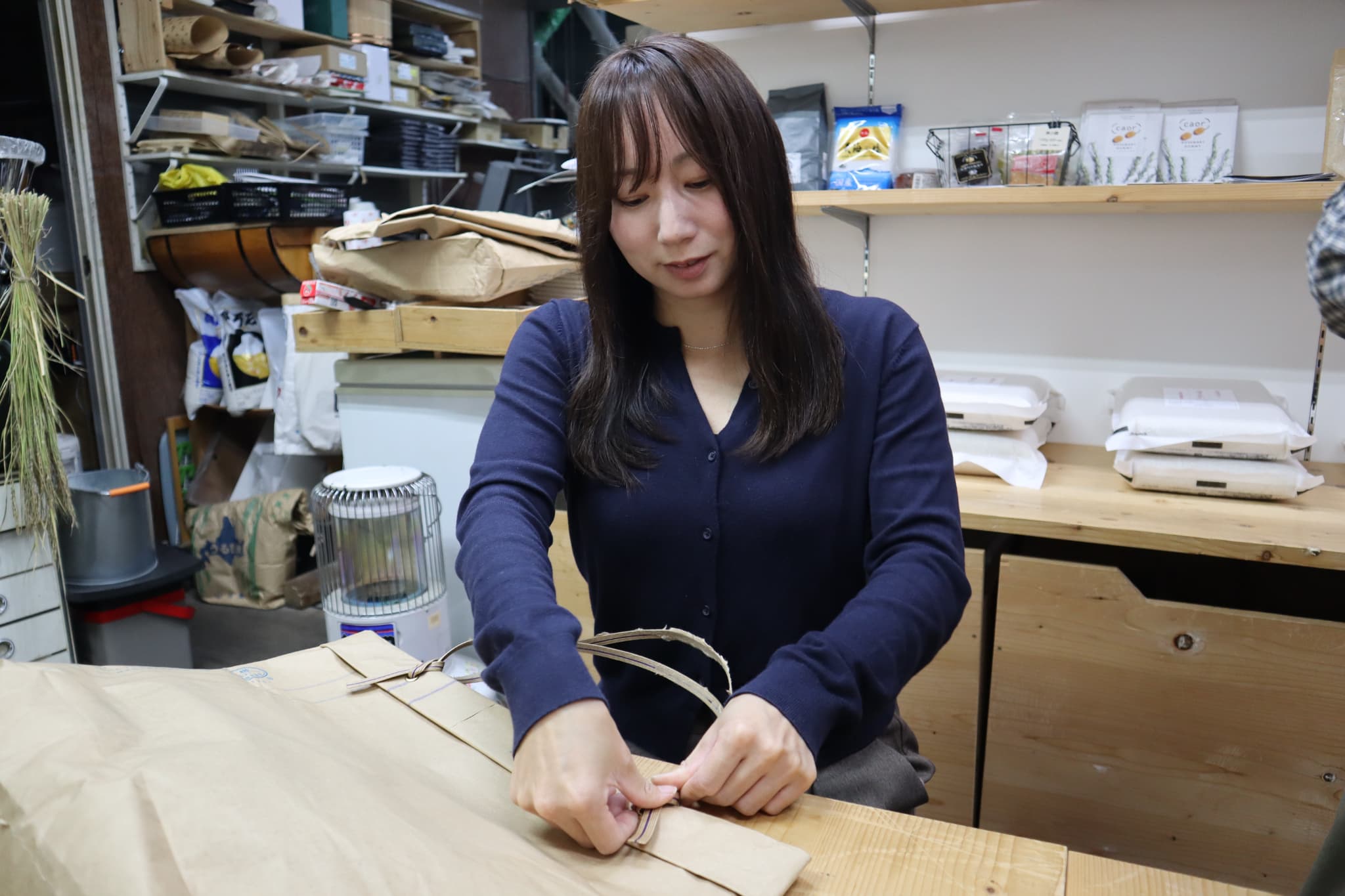 【旭川・上森米穀店】米袋でエコバッグ作り体験