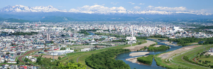 Kamikawa Ainu legend by renting a bicycle and the view of Asahikawa from the observation deck